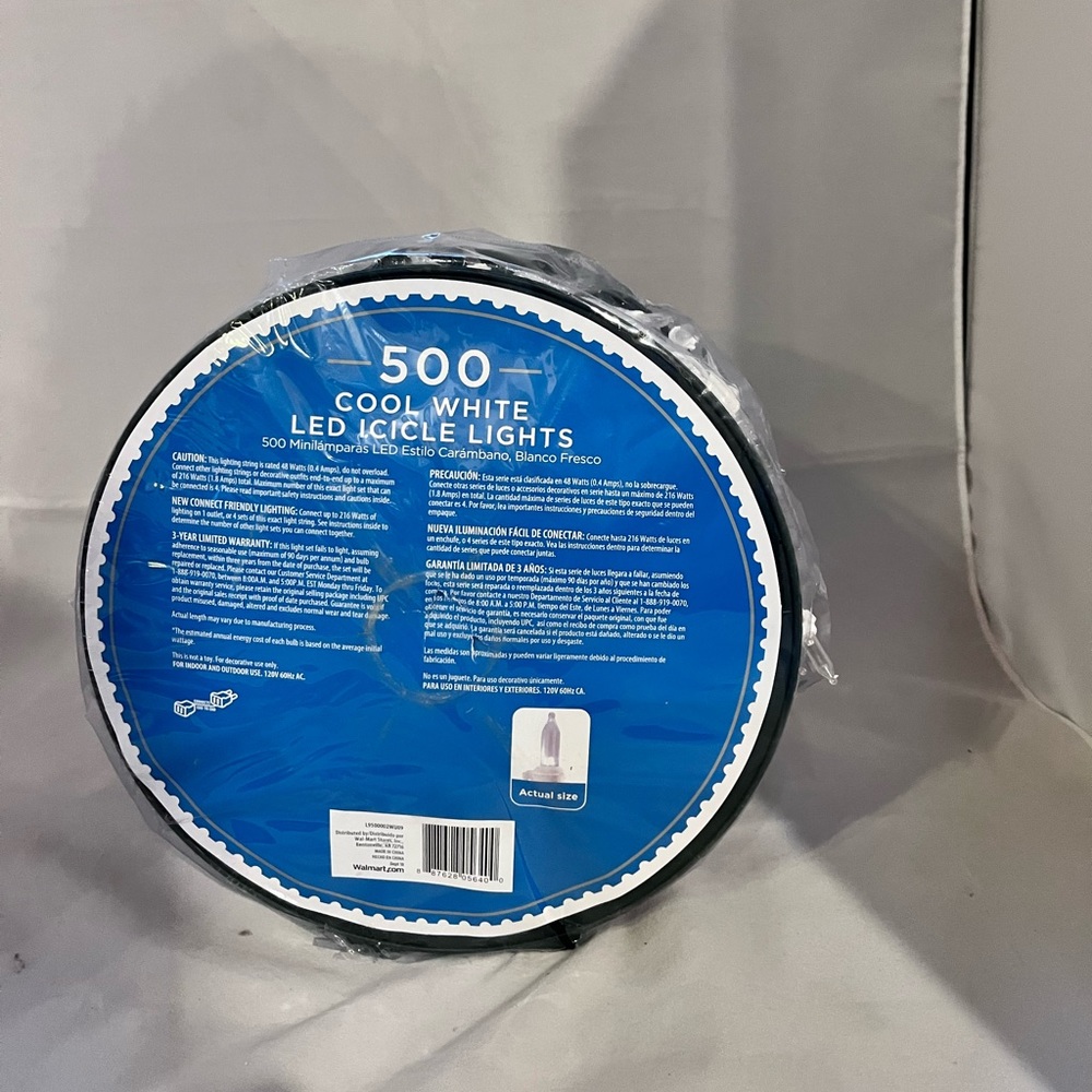 Walmart Holiday Icicle Lights 500ct led 51ft “Brand New” unopened
